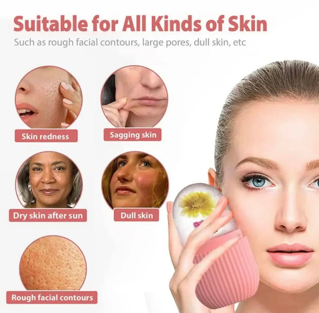 Ice Facial Cure Roller Silicone Massager – Big Ice Roller for Face Glow, Wrinkle Removal & Skin Massage Tool