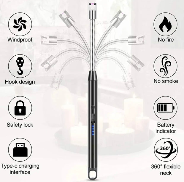 Electric USB Rechargeable Flameless Lighter Flexible and Windproof